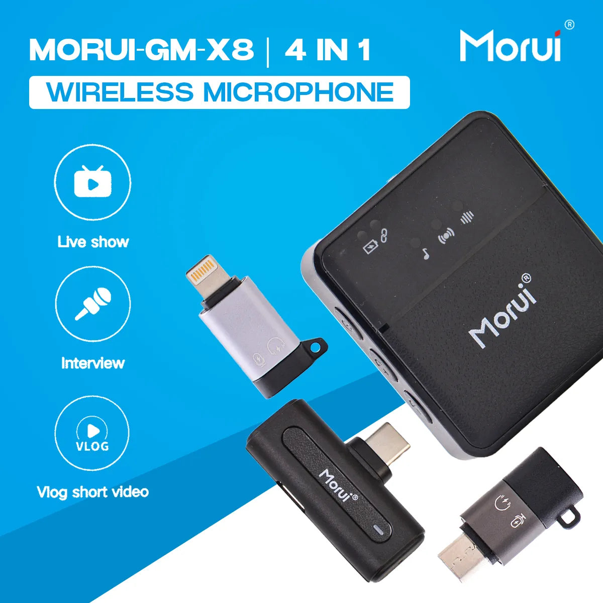 Morui Mic - 4-in-1 (GM-X8) Dual Microphone