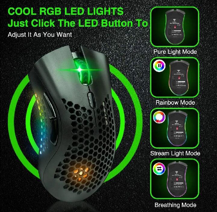 Bengoo KM-1 Rechargeable Wireless RGB Gaming Mouse Honeycomb Shell