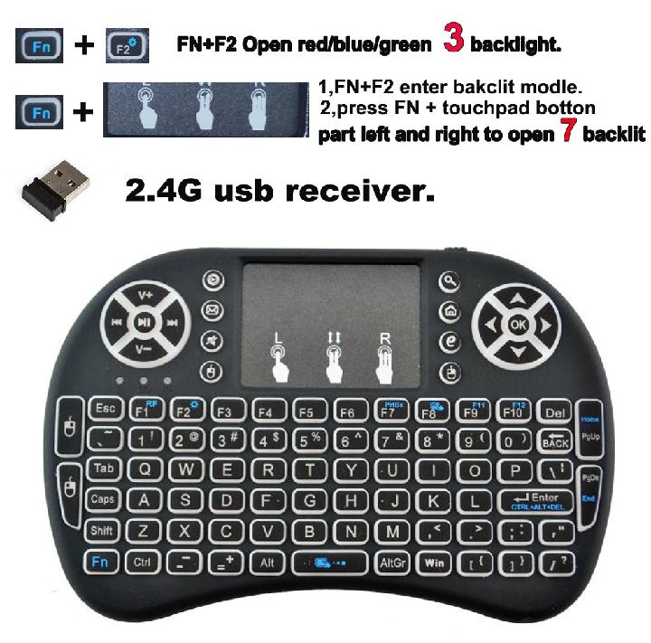 Mini Touch Pad RF 500 Wireless with 3 Colour Backlight Keyboard Mouse