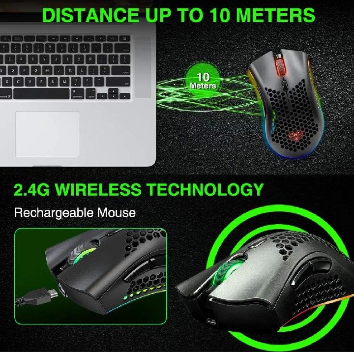 Bengoo KM-1 Rechargeable Wireless RGB Gaming Mouse Honeycomb Shell