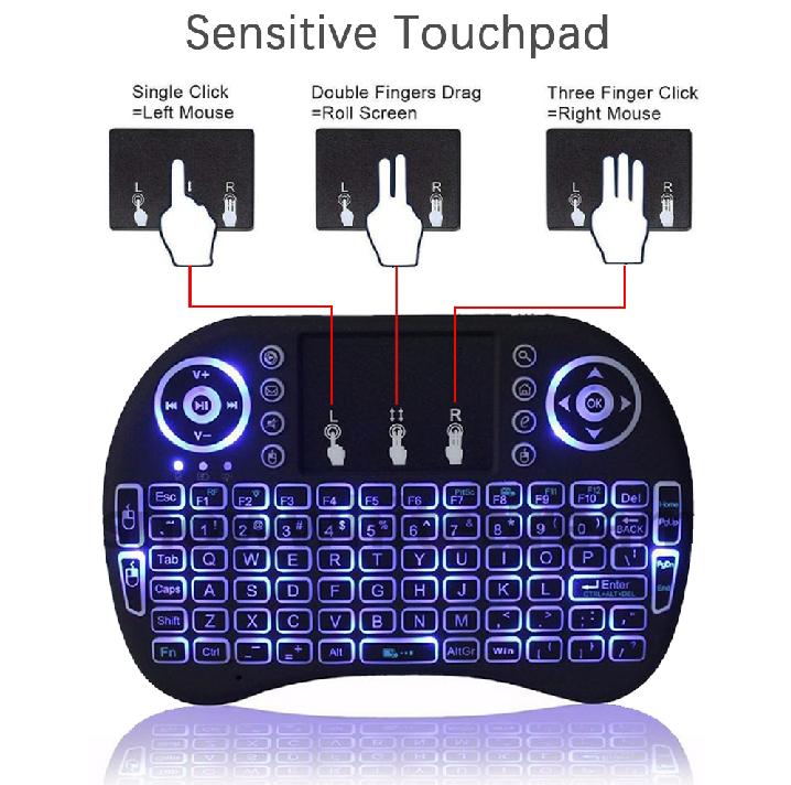 Mini Touch Pad RF 500 Wireless with 3 Colour Backlight Keyboard Mouse