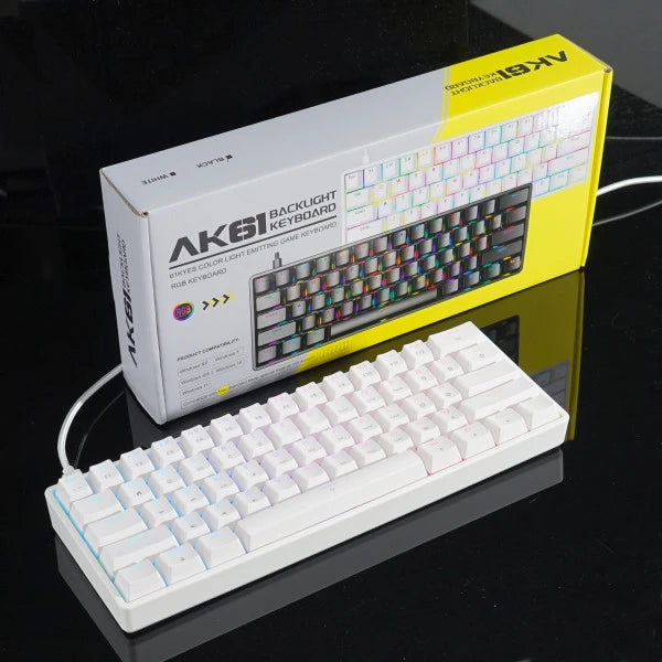 AK61 Hot Swappable Mechanical Keyboard 60% Layout, Hot Swappable Blue Switches.
